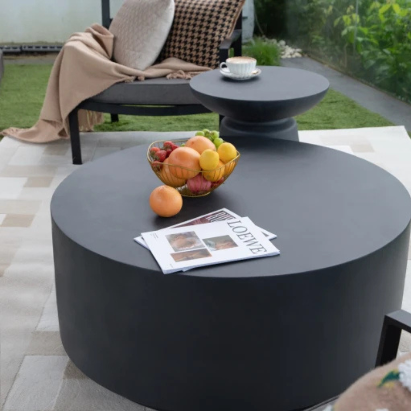 Elementi, Kylix Side Table, Slate Black Outdoor Concrete