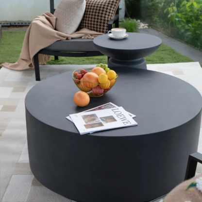 Elementi, Kylix Side Table, Slate Black Outdoor Concrete