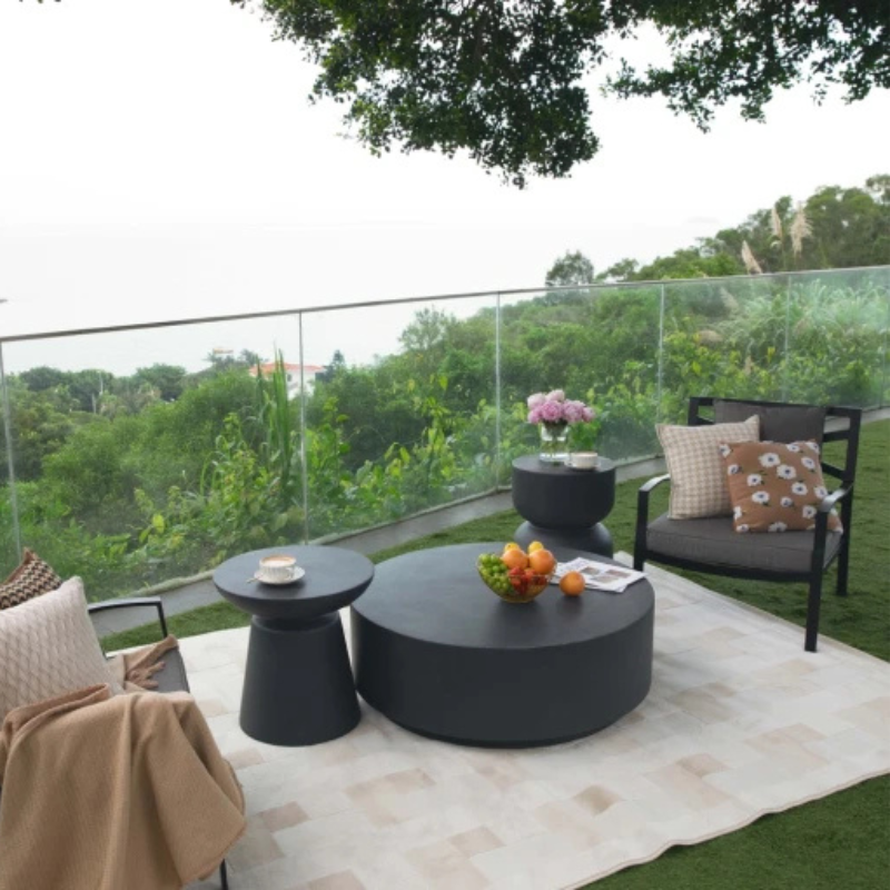Elementi, Kylix Side Table, Slate Black Outdoor Concrete