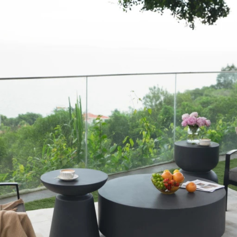 Elementi, Kylix Side Table, Slate Black Outdoor Concrete