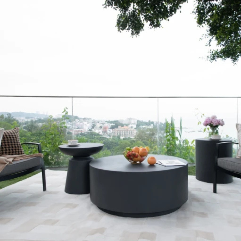 Elementi, Kylix Side Table, Slate Black Outdoor Concrete