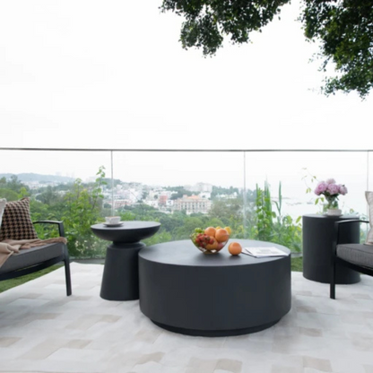 Elementi, Kylix Side Table, Slate Black Outdoor Concrete