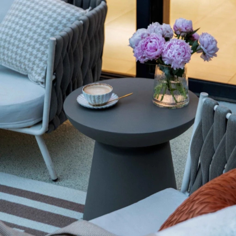 Elementi, Kylix Side Table, Slate Black Outdoor Concrete