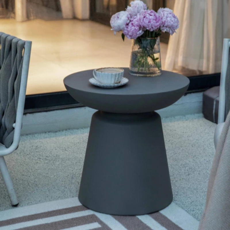 Elementi, Kylix Side Table, Slate Black Outdoor Concrete