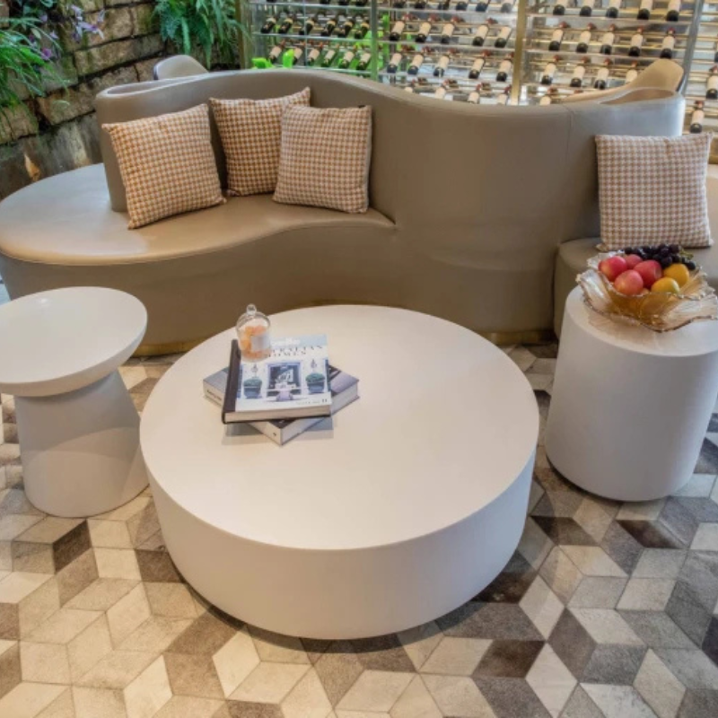 Elementi, Rome Coffee Table, Large Cream, White Indoor/Outdoor Concrete Glass Fibre