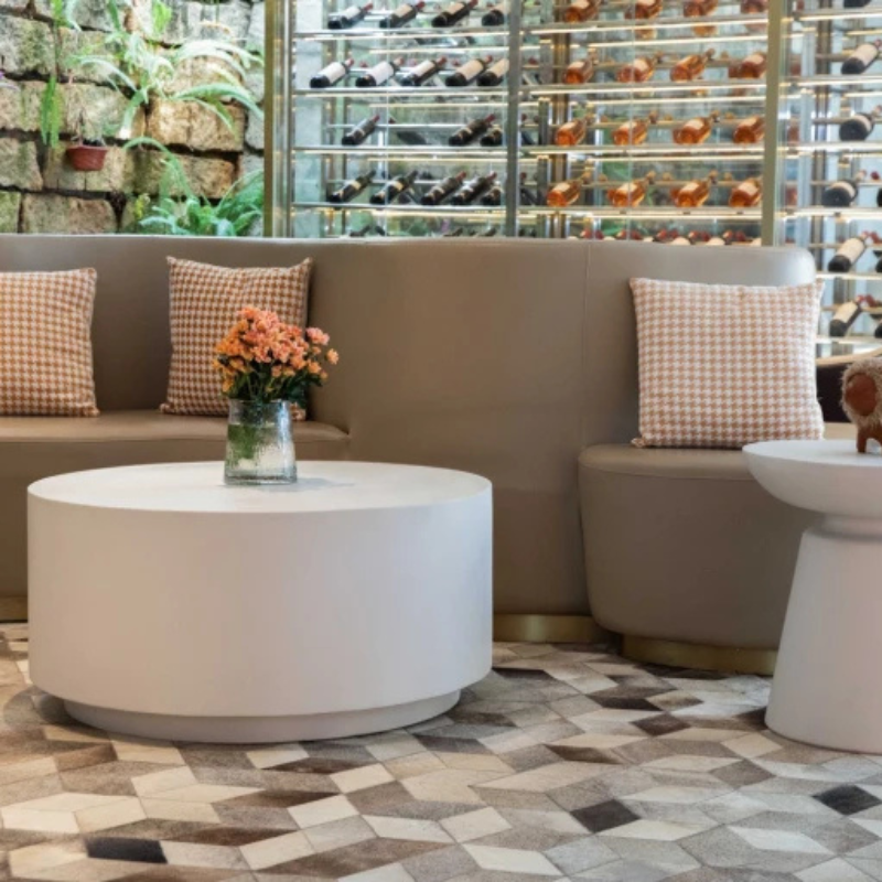 Elementi, Rome Coffee Table, Medium Cream White Outdoor Concrete