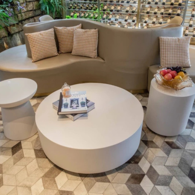 Elementi, Rome Side Table, Large Cream White, Outdoor Concrete