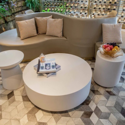Elementi, Rome Side Table, Large Cream White, Outdoor Concrete
