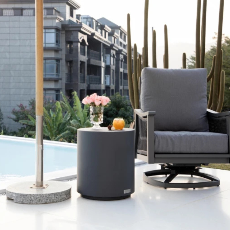 Elementi, Rome Side Table, Large Slate Black, Outdoor Concrete