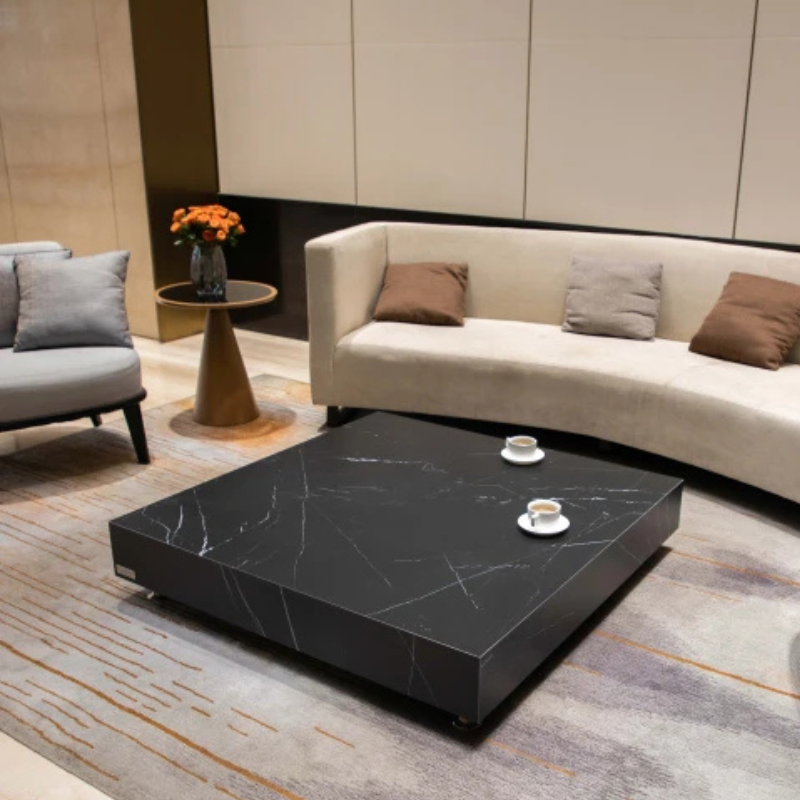 Elementi, Sofia Coffee Table, Square Large Marble, Porcelain Outdoor