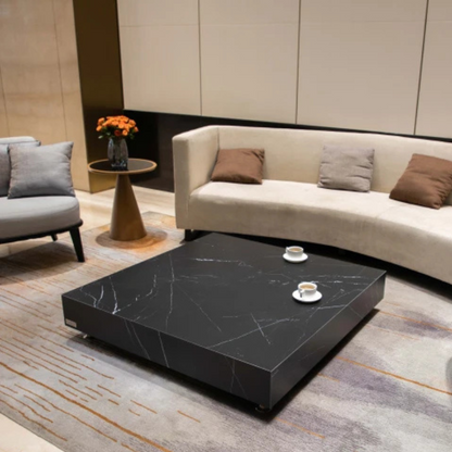 Elementi, Sofia Coffee Table, Square Large Marble, Porcelain Outdoor