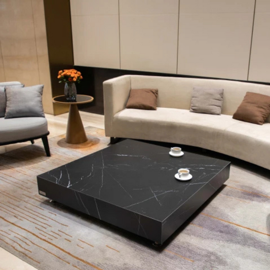 Elementi, Sofia Coffee Table, Square Large Marble, Porcelain Outdoor