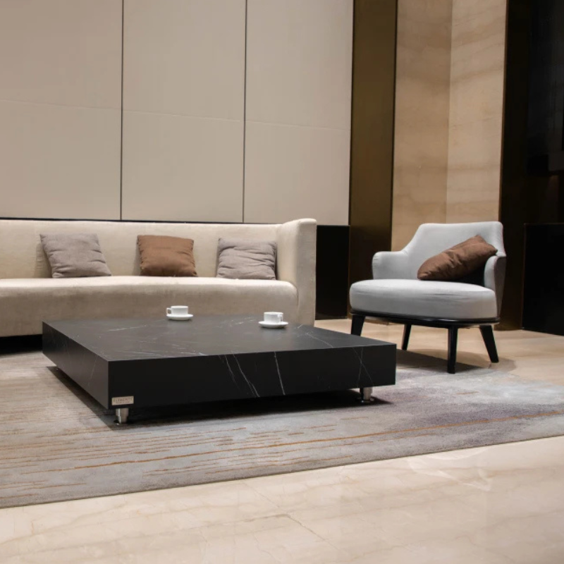 Elementi, Sofia Coffee Table, Square Large Marble, Porcelain Outdoor