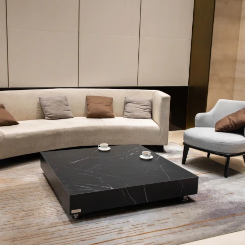 Elementi, Sofia Coffee Table, Square Large Marble, Porcelain Outdoor
