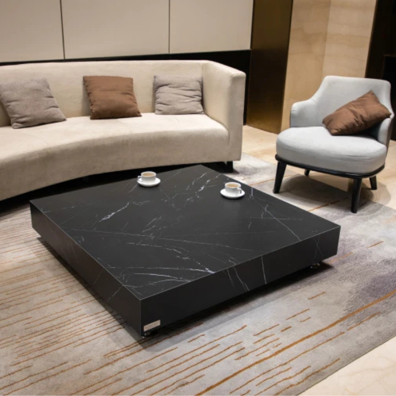 Elementi, Sofia Coffee Table, Square Large Marble, Porcelain Outdoor