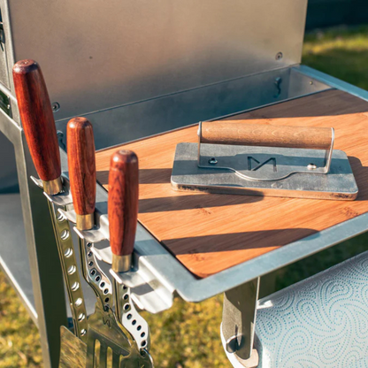 Prep Station for Asador | Stainless Steel & Bamboo BBQ Shelf