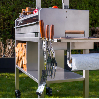 Prep Station for Asador | Stainless Steel & Bamboo BBQ Shelf