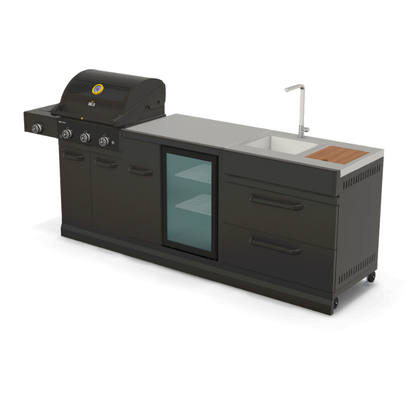 GRLLR Connect 3-Burner Gas BBQ Modular Outdoor Kitchen – Luxury Garden Cooking & Patio Kitchen System