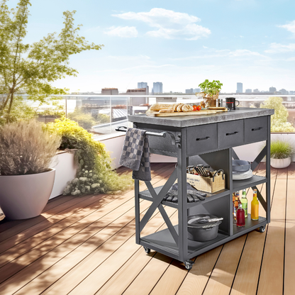 Trolley XL Outdoor Serving and Prep Station with Drawers and Large Workspace