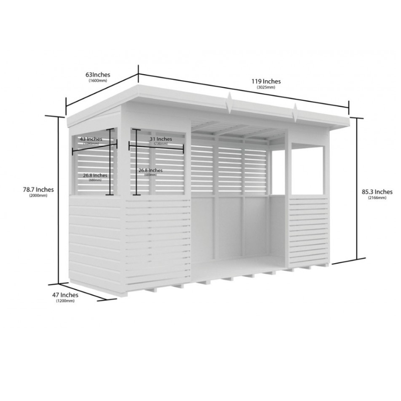 Winston Timber 12ft x 4ft BBQ Shelter for Garden Cooking and Outdoor Dining