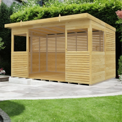 Winston Timber 12ft x 8ft BBQ Shelter for Garden Cooking and Outdoor Dining 