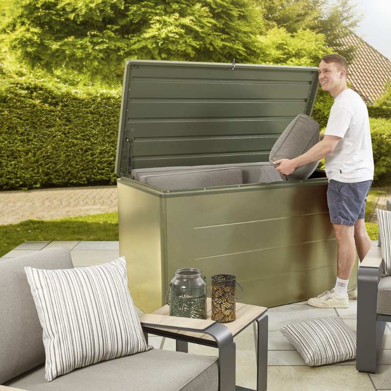 Farley 1200L Metal Garden Storage Box – Hex Living