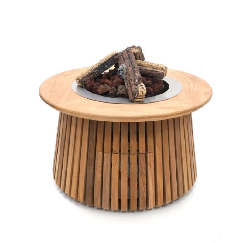 Happy Cocooning, Lagune, Round 60cm, Teak, Gas Fire Table