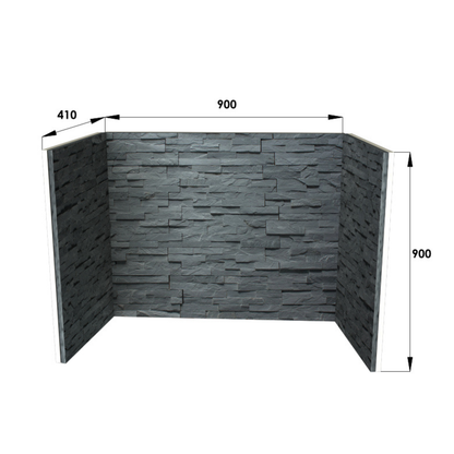 Riven Slate Fireplace Chamber with Hand Built Natural Stone Finish