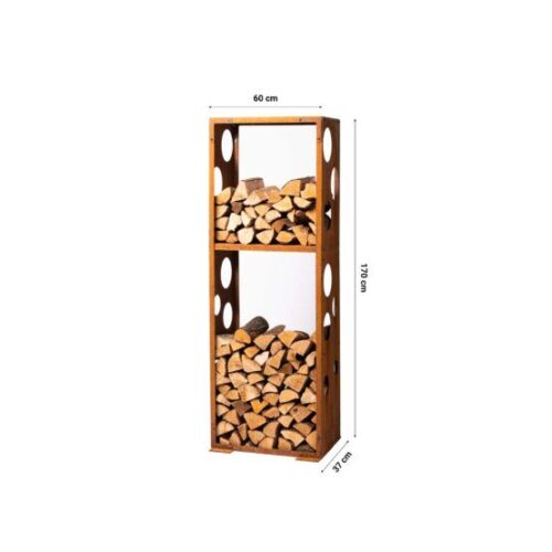 GrillSymbol WoodStock L Corten Steel Firewood Rack for Outdoor Storage