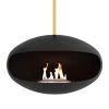 Cocoon Aeris Bioethanol Fireplace Black Brass Rod Ceiling Mounted