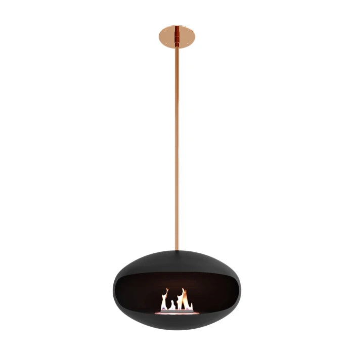 Cocoon Aeris Black + Copper Rod Bioethanol Fireplace