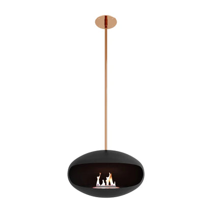 Cocoon Aeris Black + Copper Rod Bioethanol Fireplace