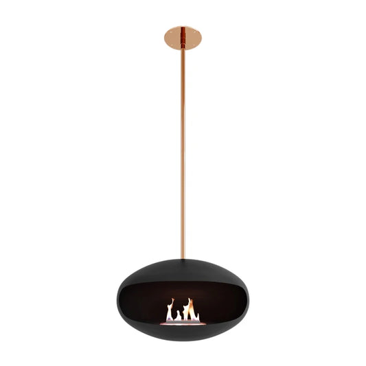 Cocoon Aeris Black + Copper Rod Bioethanol Fireplace