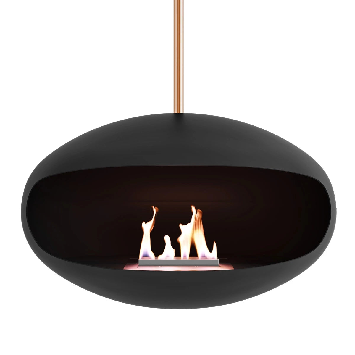 Cocoon Aeris Black + Copper Rod Bioethanol Fireplace