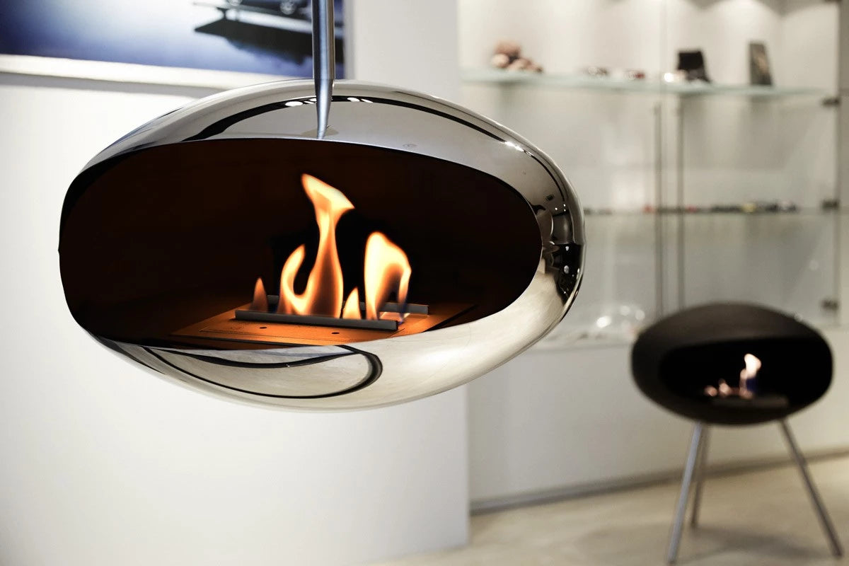 Cocoon Aeris Polished Steel Bioethanol Fireplace