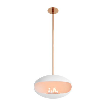 Cocoon Aeris White + Copper Rod Bioethanol Fireplace