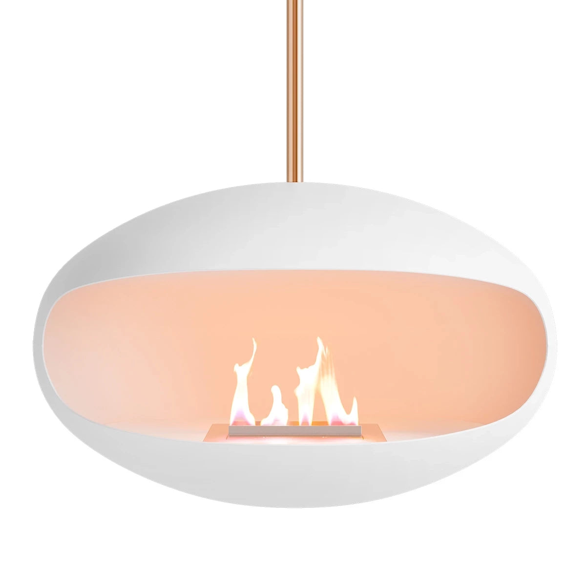 Cocoon Aeris White + Copper Rod Bioethanol Fireplace