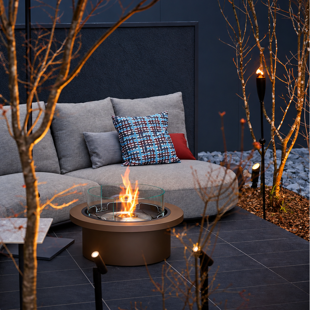 EcoSmart Round 20 Compact Fire Pit Kit with Stylish Curved Design