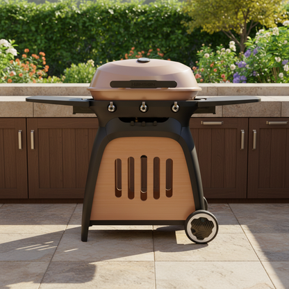 Ryde Compact Gas BBQ Grill with 3 Burners and Fold-Out Side Shelves