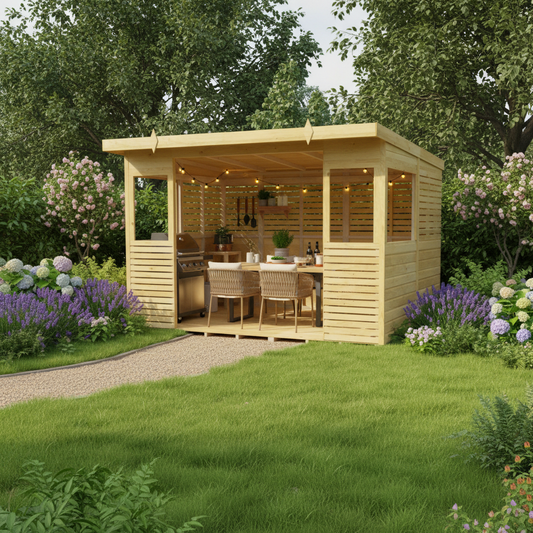Winston Timber 10ft x 8ft BBQ Shelter for Garden Cooking and Outdoor Dining