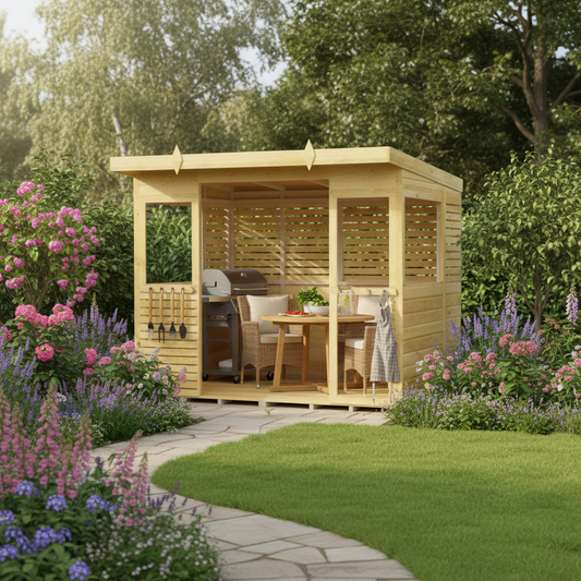 Winston Timber 8ft x 6ft BBQ Shelter for Garden Cooking and Outdoor Dining