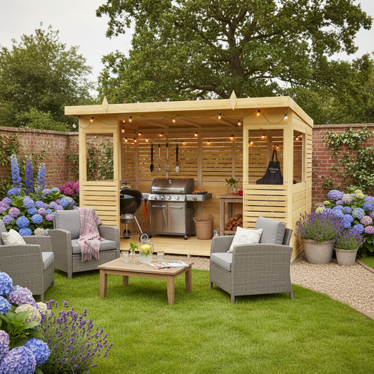 Winston Timber 10ft x 6ft BBQ Shelter for Garden Cooking and Outdoor Dining
