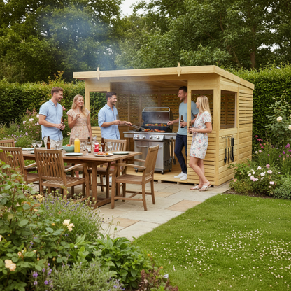 Winston Timber 10ft x 8ft BBQ Shelter for Garden Cooking and Outdoor Dining