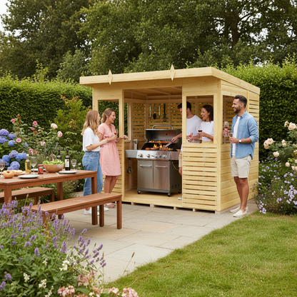 Winston Timber 8ft x 6ft BBQ Shelter for Garden Cooking and Outdoor Dining