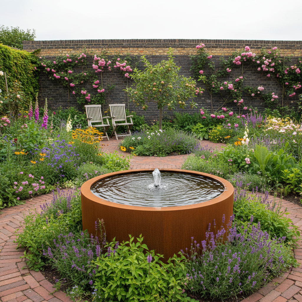 Corten Steel Round Water Table