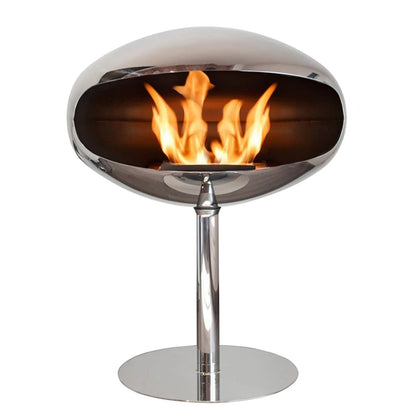 Cocoon Pedestal Bioethanol Fireplace Polished Steel