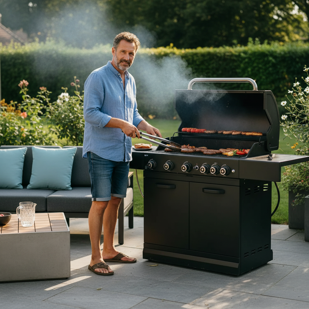 GRLLR Prime G5S 5-Burner Gas Barbecue – Back & Side Burner, Outdoor BBQ