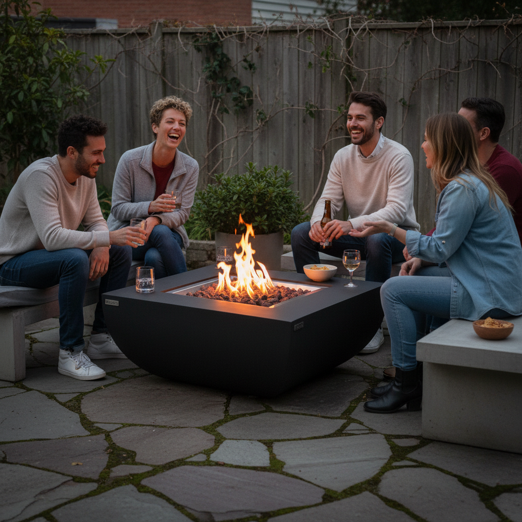 Aurora Black Fire Table – Stylish Outdoor Patio & Garden Heater