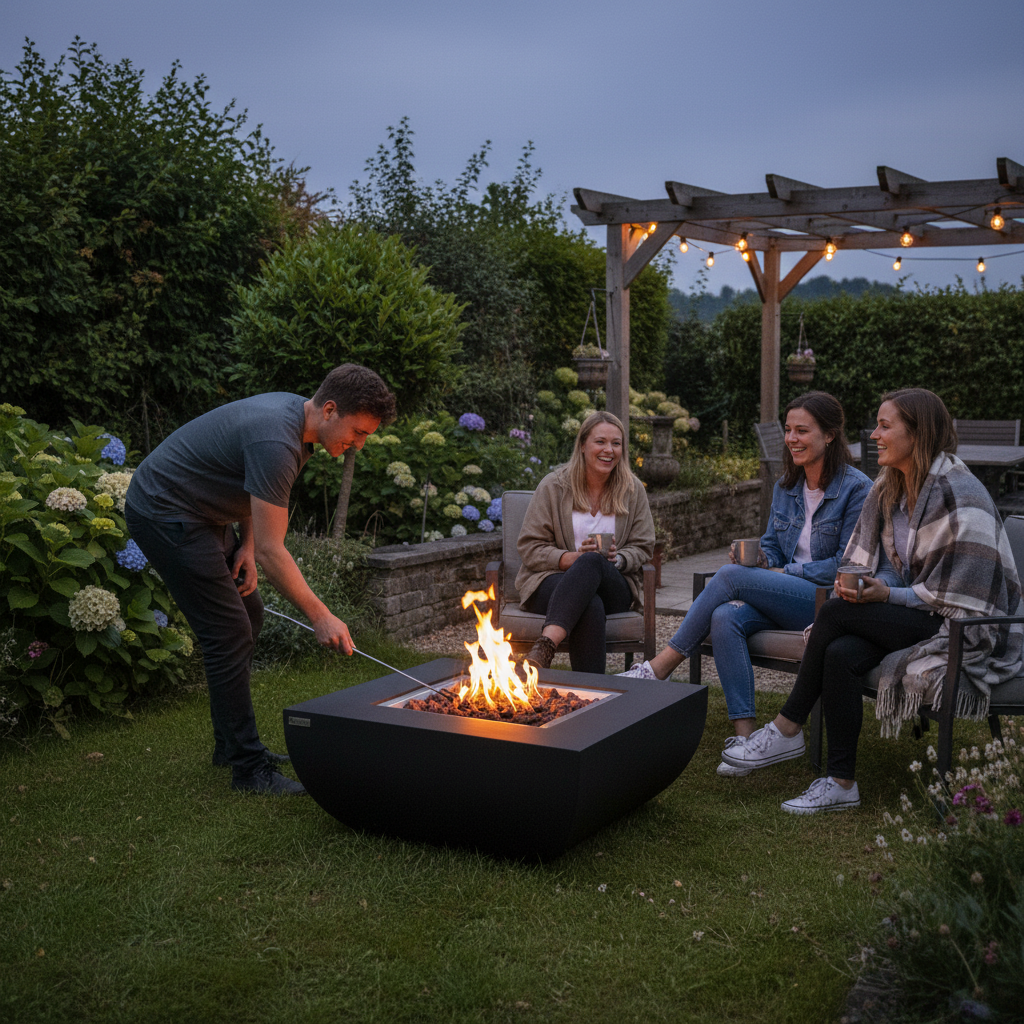 Aurora Black Fire Table – Stylish Outdoor Patio & Garden Heater
