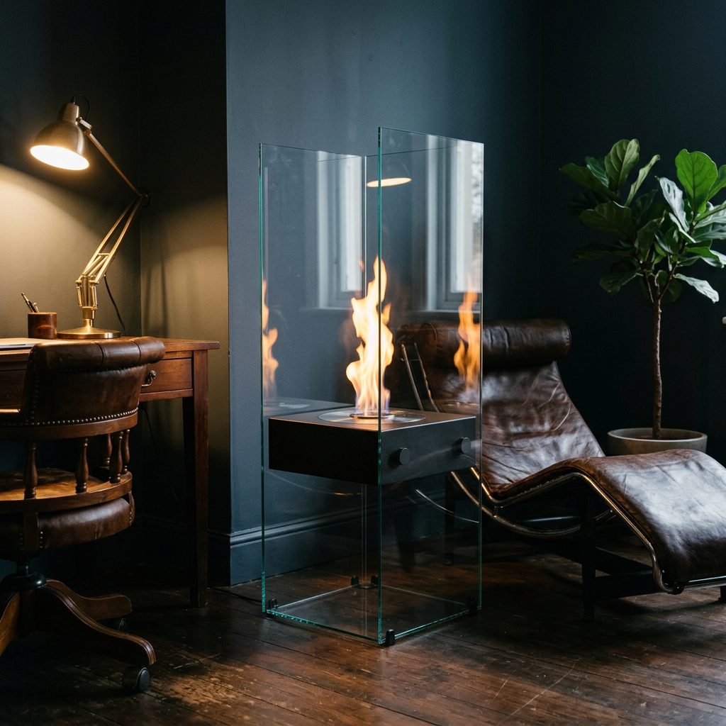EcoSmart Fire Ghost Freestanding Bioethanol Fireplace with Glass